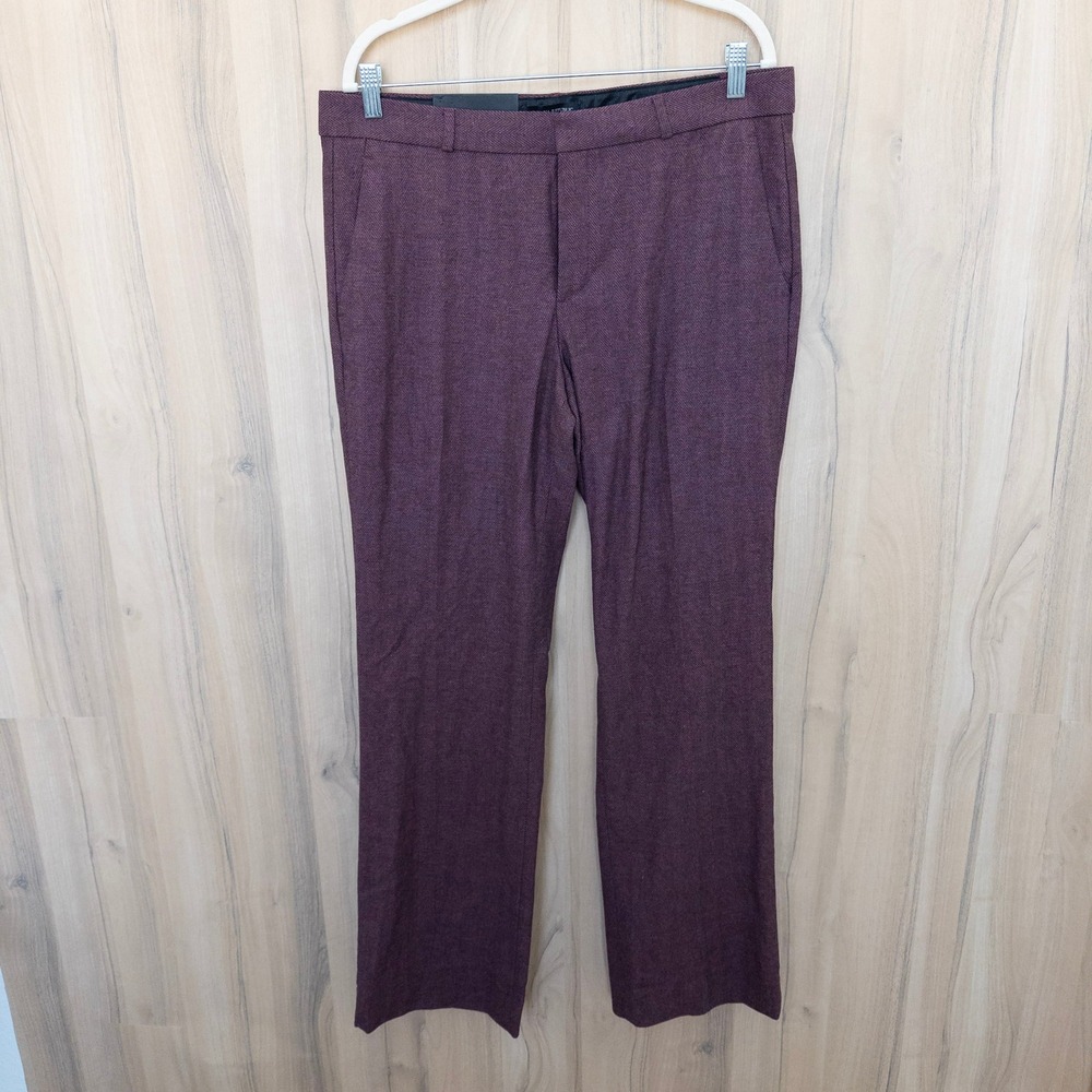 Banana Republic Womens Dress Pants 12 Burgundy Herringbone Logan Mid Rise Career